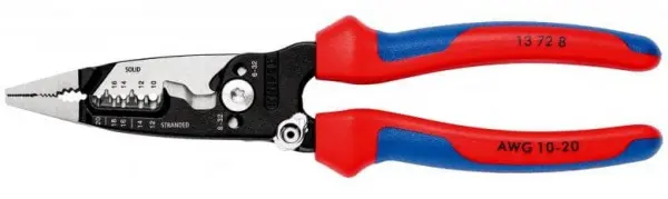 Клещи электромонтажные, 7-в-1, зачистка: 10 - 20 AWG, L-200 мм, 2К ручки KNIPEX 13 72 8 KN-13728