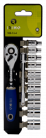 Реверсивные рукоятки и шестигранные торцевые головки 1/4", 13 шт.