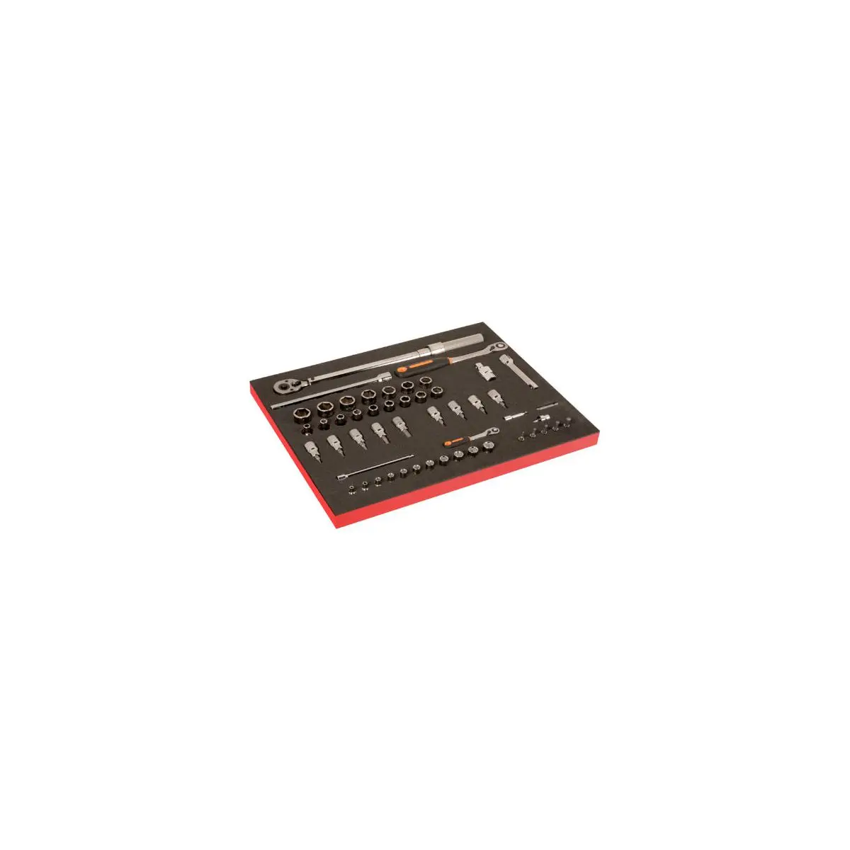 Набор инструментов с поролоновой вставкой Fit&Go 3/3, набор головок 1/2" и 1/4" и динамометрический ключ — 51 шт FF1A194