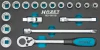 HAZET 163-191/18, Набор торцевых головок (10-27 мм.), трещотка, воротки.