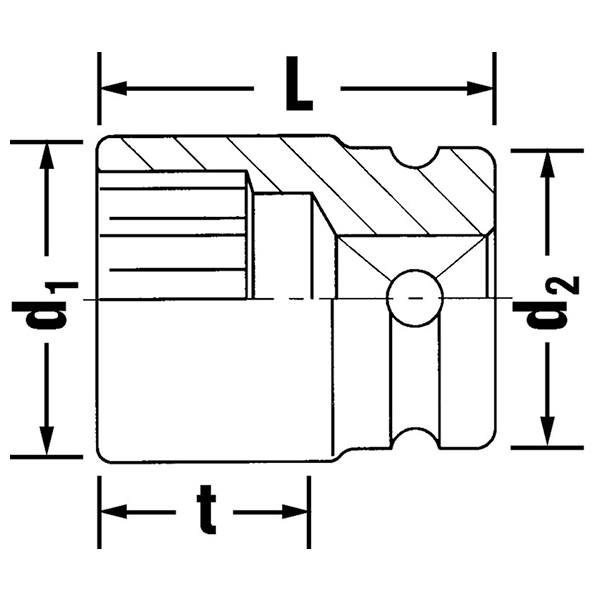 Ударная головка 16 мм, 1/2", STAHLWILLE, 23030016, 50D IMP 16