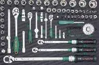 T27166SV Набор ключей динамометрических 1/4"DR 2-10 Нм, 3/8"DR 10-60 Нм , 1/2"DR  40-200 Hм и головок торцевых с аксессуарами в EVA ложементе, 66 предметов