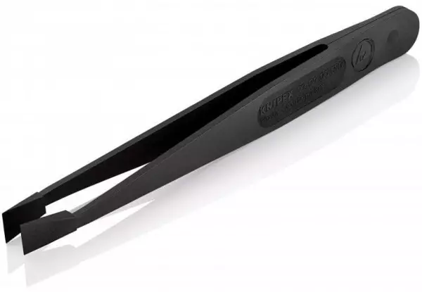 Пинцет углепластиковый ESD, 115 мм, гладкие прямые тупые губки KNIPEX 92 09 05 ESD KN-920905ESD