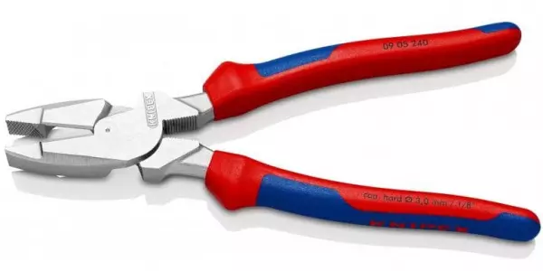 Плоскогубцы электромонтажные Lineman's Pliers L-240 мм, хром, 2К ручки KNIPEX 09 05 240 KN-0905240