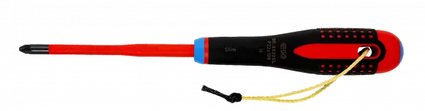 Тонкие изолированные отвёртки ERGO™ Pozidriv с сертификацией VDE и трёхкомпонентной рукояткой с кевларовой петлёй TAHBE-8820SL
