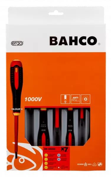 Набор изолированных отверток ERGO™, 6 штук. Под винты со шлицем и Pozidriv BE-9889S