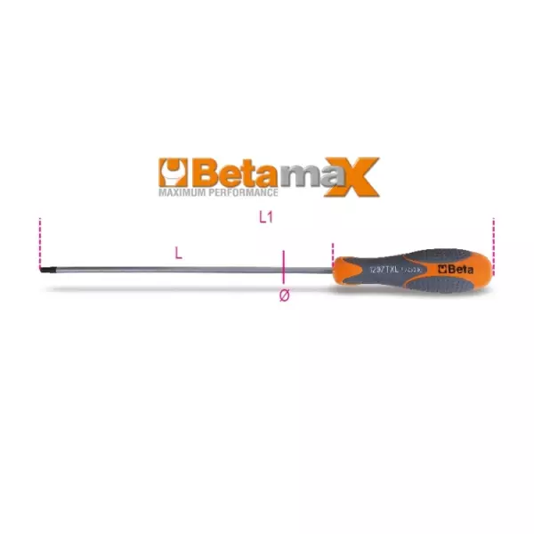 Ключи для винтов со шлицом Torx®, удлиненные, с черными наконечниками