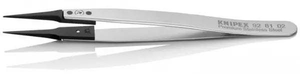 Пинцет ESD гладкие прямые заострённые губки KNIPEX 92 81 02 KN-928102
