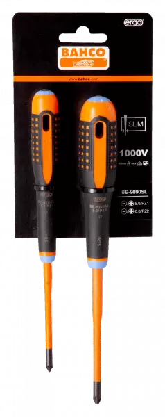 Набор изолированных отверток ERGO™ с тонким стержнем, 2 штуки BE-9890SL