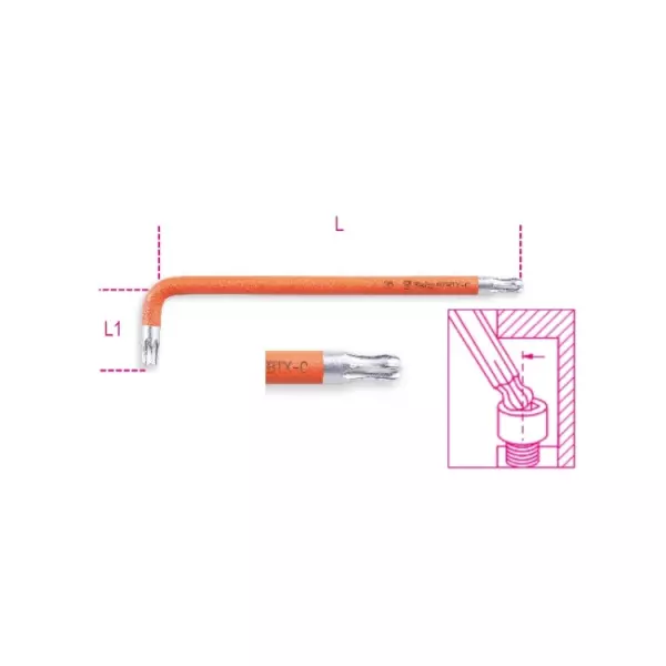 Ключи Г-образные с круглой головкой,  под профиль Torx®, цветные, полированные
