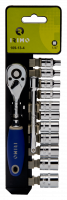 Реверсивные рукоятки и шестигранные торцевые головки 1/4", 13 шт.